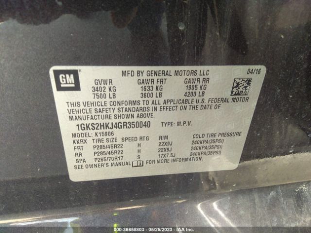 1GKS2HKJ4GR350040 GMC YUKON XL DENALI