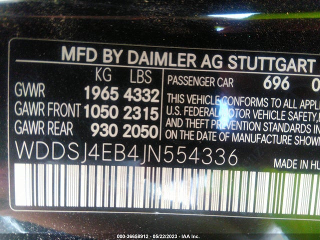 WDDSJ4EB4JN554336 Mercedes-Benz m270