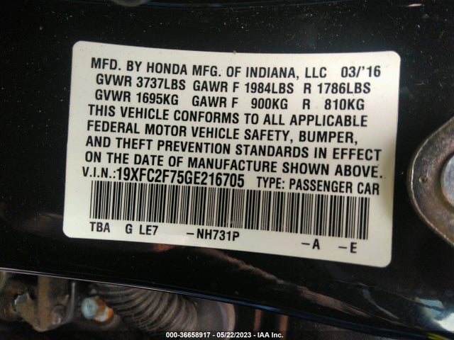 Honda Civic Sedan Ex 2016 19XFC2F75GE216705 Image 11
