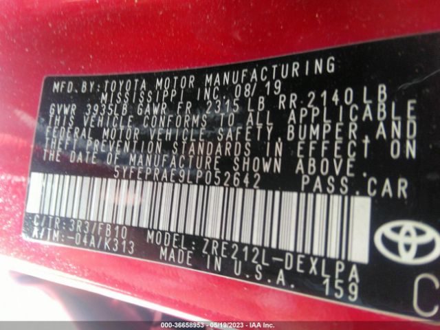 5YFEPRAE9LP052642 Toyota COROLLA LE