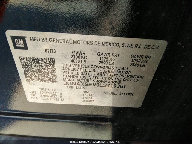 Chevrolet EQUINOX LS 2020 3GNAXSEV3LS719361 Image 9