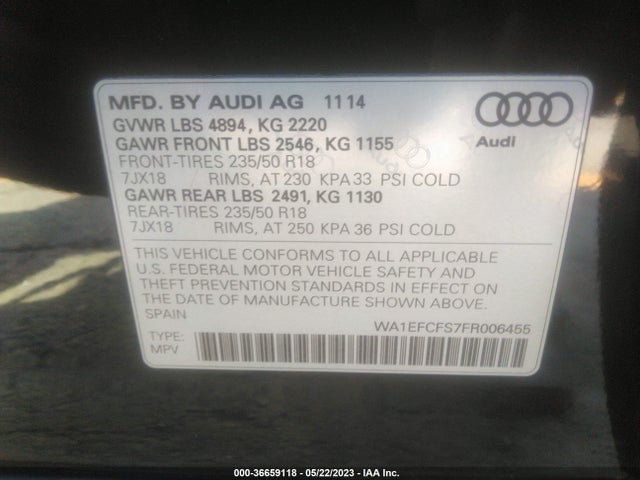 WA1EFCFS7FR006455 Audi Q3 2.0t Premium Plus
