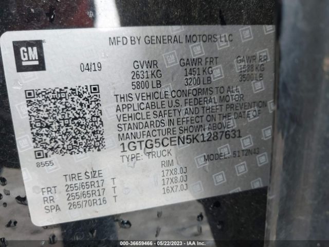 1GTG5CEN5K1287631 GMC Canyon 2wd Sle