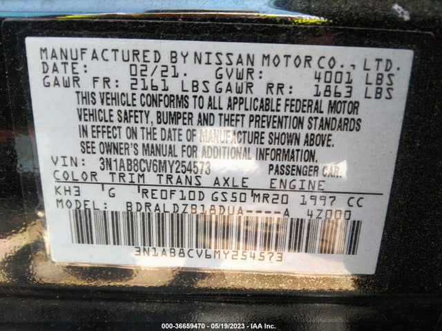 Nissan SENTRA SV 2021 3N1AB8CV6MY254573 Image 10