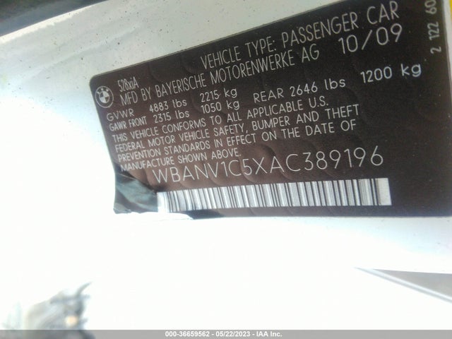 2010 BMW 5 SERIES 528I XDRIVE VIN: WBANV1C5XAC389196