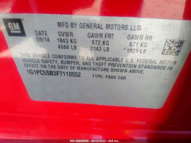 Chevrolet CRUZE LT 2015 1G1PC5SB3F7110552 Image 10