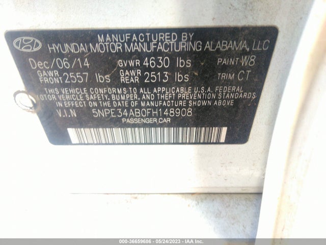 Hyundai Sonata 2.0t Limited 2015 5NPE34AB0FH148908 Image 10