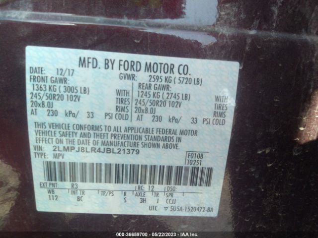 2LMPJ8LR4JBL21379 Lincoln Mkx Reserve
