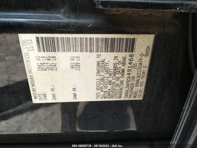 2012 NISSAN ALTIMA 2.5 S VIN: 1N4AL2AP3CN491468