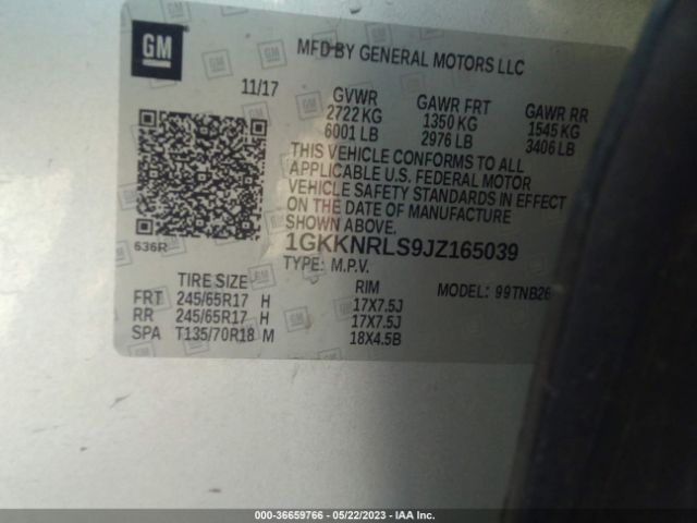 1GKKNRLS9JZ165039 GMC ACADIA SLE