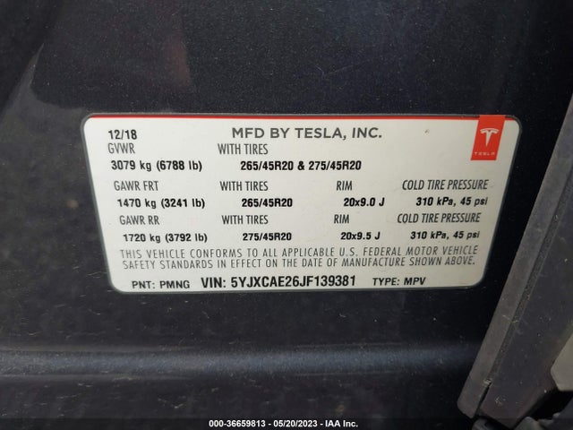 Tesla Model X 75d/100d/p100d 2018 5YJXCAE26JF139381 Image 10