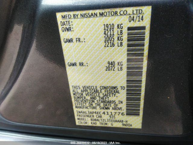 1N4AL3AP4EC411776 Nissan Altima 2.5 Sv