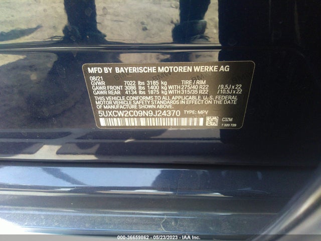 BMW X7 Xdrive40i 2022 5UXCW2C09N9J24370 Image 9