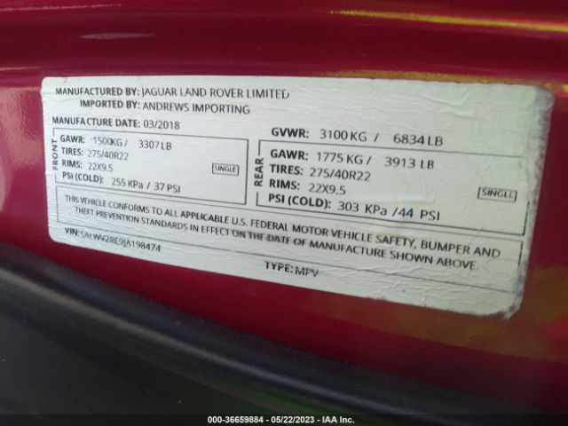 SALWV2RE9JA198474 Land Rover Range Rover Sport Autobiography