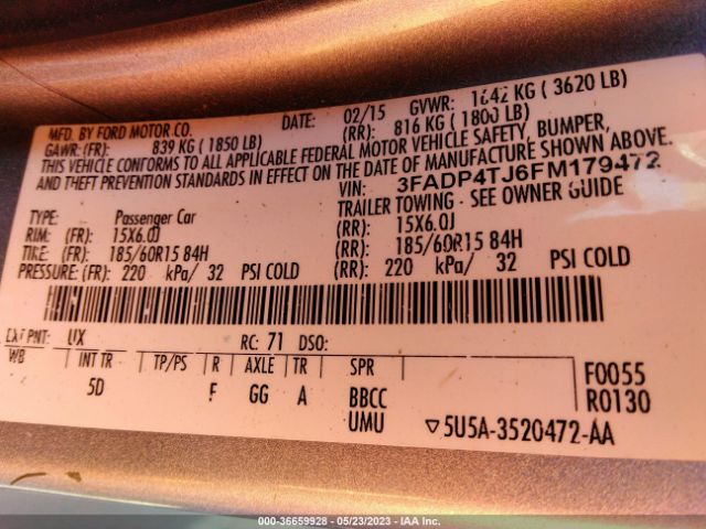 3FADP4TJ6FM179472 Ford FIESTA S