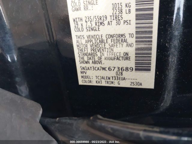 5N1AT3CA7MC673689 Nissan Rogue Sl