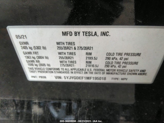 Tesla Model Y Performance 2021 5YJYGDEF1MF195018 Image 11