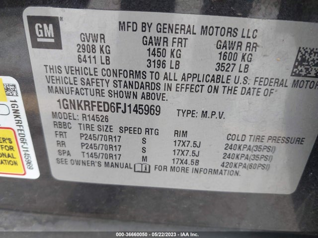 Chevrolet Traverse Ls 2015 1GNKRFED6FJ145969 Image 10
