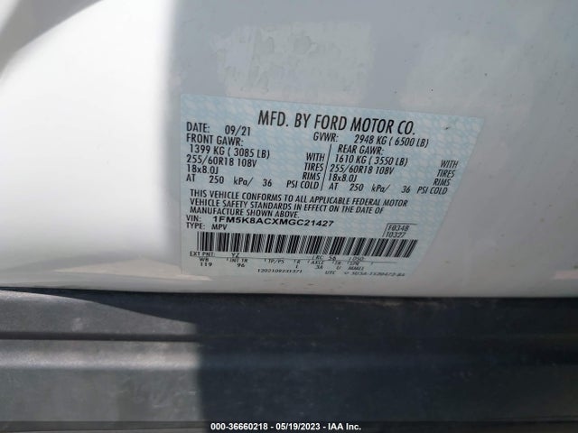 Ford POLICE INTERCEPTOR 2021 1FM5K8ACXMGC21427 Image 10