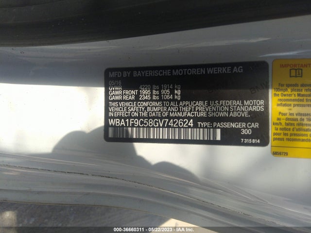 WBA1F9C58GV742624 BMW 2 Series 228i