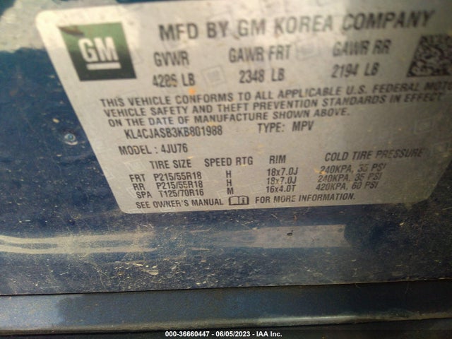 KL4CJASB3KB801988 Buick Encore Preferred