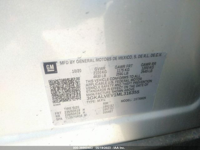 3GKALVEV1ML316355 GMC Terrain Slt