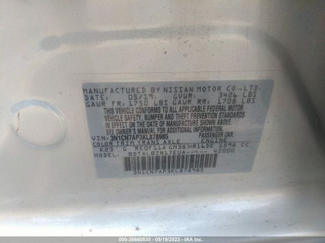 3N1CN7AP3KL878985 Nissan Versa Sedan Sv