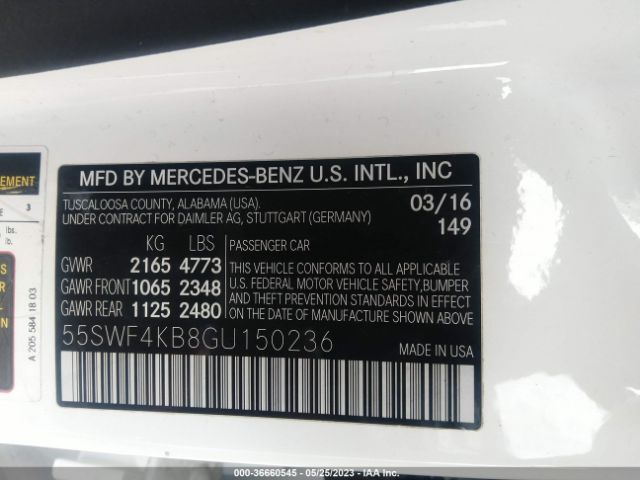 55SWF4KB8GU150236 Mercedes-Benz C-class C 300