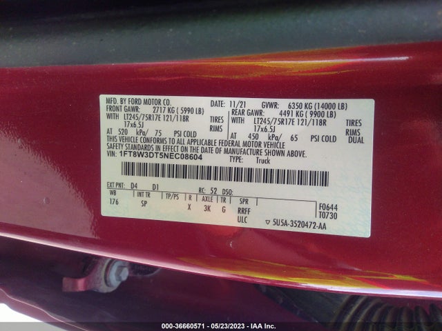 2022 Ford F-350, VIN: 1FT8W3DT5NEC08604