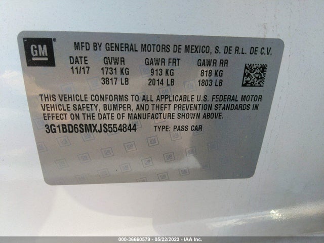 Chevrolet CRUZE LT 2018 3G1BD6SMXJS554844 Image 9