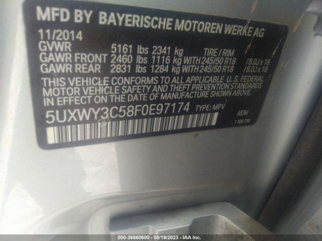 5UXWY3C58F0E97174 BMW X3 Xdrive28d
