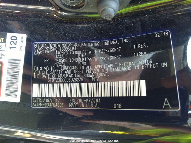 Toyota Sienna Xle Auto Access 2018 5TDYZ3DC0JS926279 Image 9