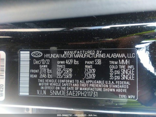 2023 HYUNDAI TUCSON LIMITED VIN: 5NMJE3AE2PH211731