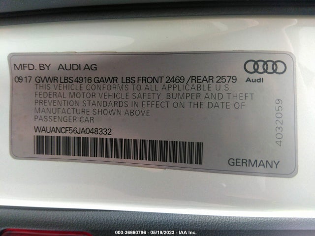 WAUANCF56JA048332 Audi A5 Sportback Premium