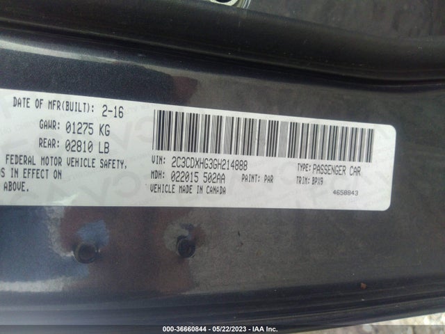 Dodge Charger Sxt 2016 2C3CDXHG3GH214888 Image 9