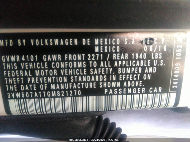 3VW507AT7GM821270 Volkswagen Beetle Convertible 1.8t Se