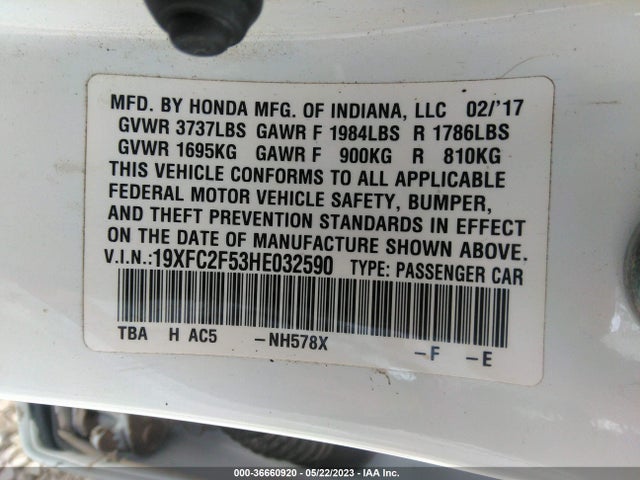 Honda Civic Sedan Lx 2017 19XFC2F53HE032590 Image 11