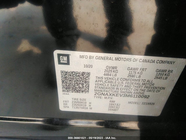 Chevrolet EQUINOX LT 2021 2GNAXKEV3M6110092 Image 9