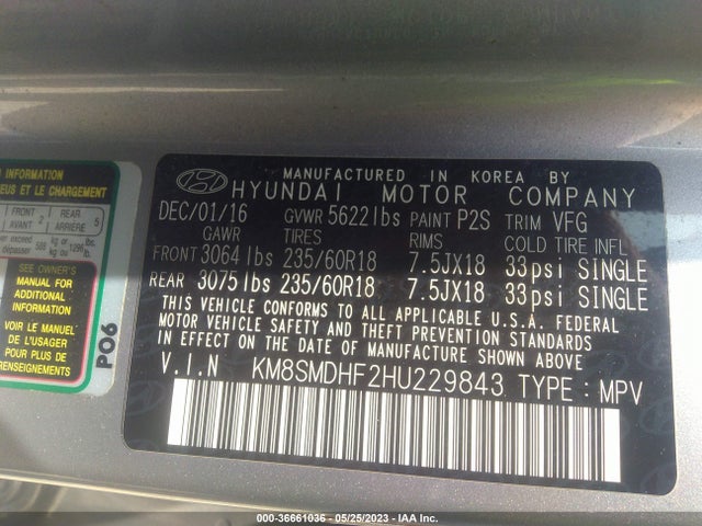 Hyundai Santa Fe Se 2017 KM8SMDHF2HU229843 Image 10