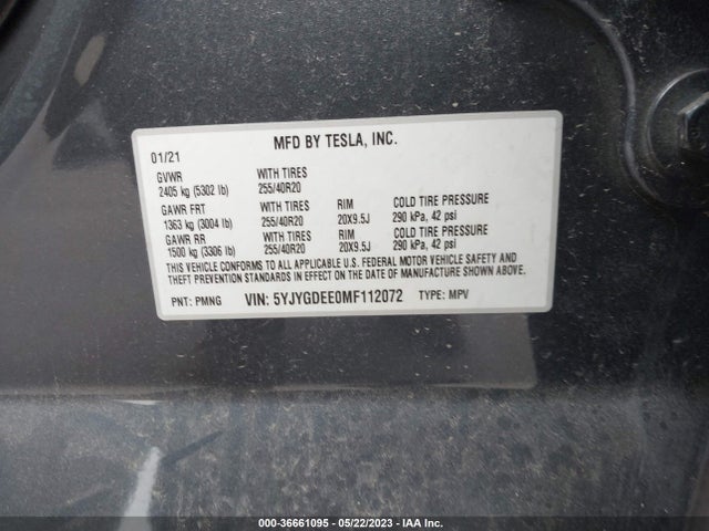 5YJYGDEE0MF112072 Tesla Model Y Long Range