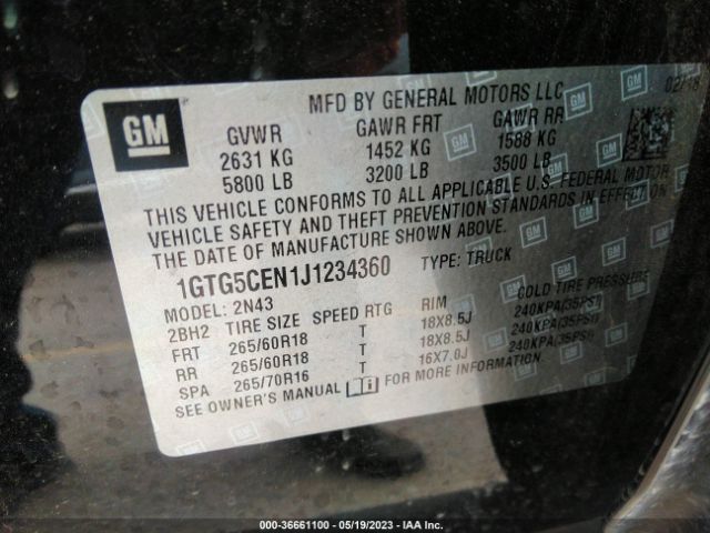 1GTG5CEN1J1234360 GMC Canyon 2wd Sle