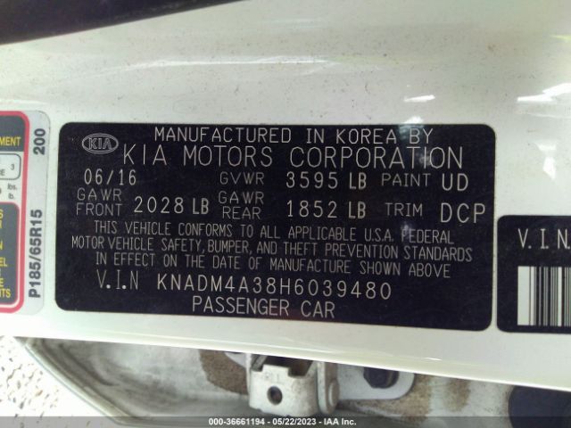 KNADM4A38H6039480 KIA RIO LX