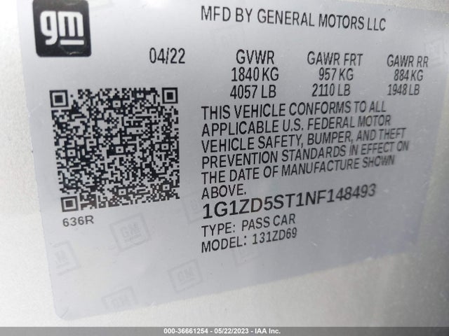 Chevrolet MALIBU LT 2022 1G1ZD5ST1NF148493 Image 10