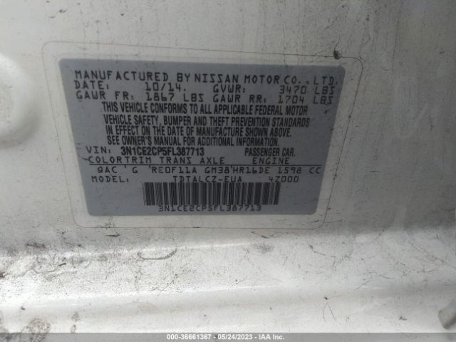 3N1CE2CP5FL387713 Nissan Versa Note S Plus