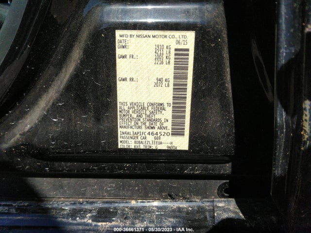 2015 NISSAN ALTIMA 2.5 S VIN: 1N4AL3AP1FC464520