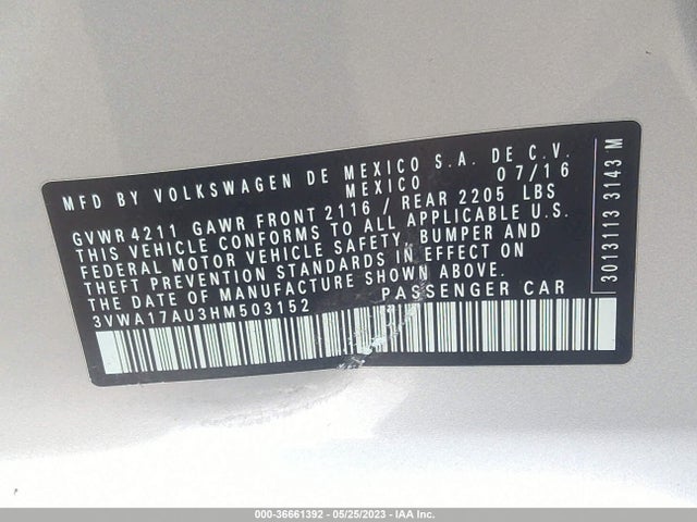 2017 Volkswagen Golf, VIN: 3VWA17AU3HM503152