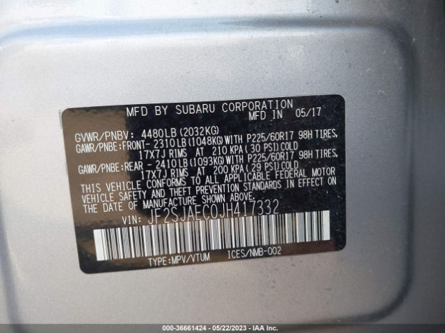 JF2SJAEC0JH417332 Subaru Forester Premium