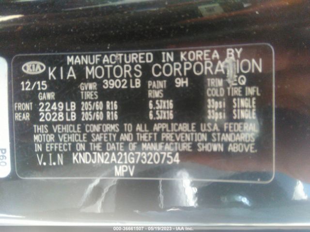 KNDJN2A21G7320754 KIA Soul Base