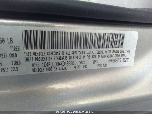 1C4PJLDB4KD488261 Jeep Cherokee Limited