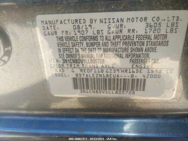 3N1CN8DV1LL805728 Nissan VERSA S